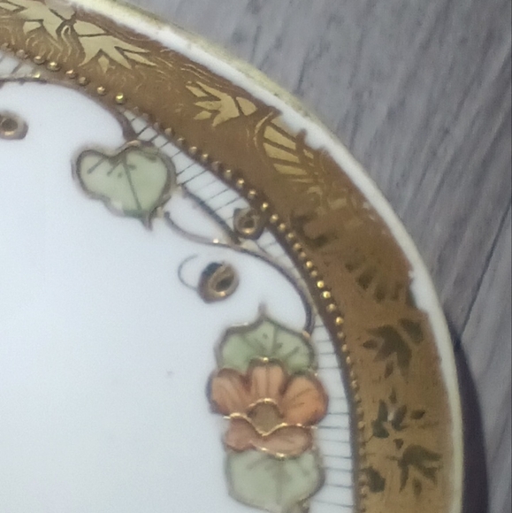 Vtg Nippon Hand Painted Celery Dish Gold Lined Floral Footed Proper Elegant - Picture 6 of 7